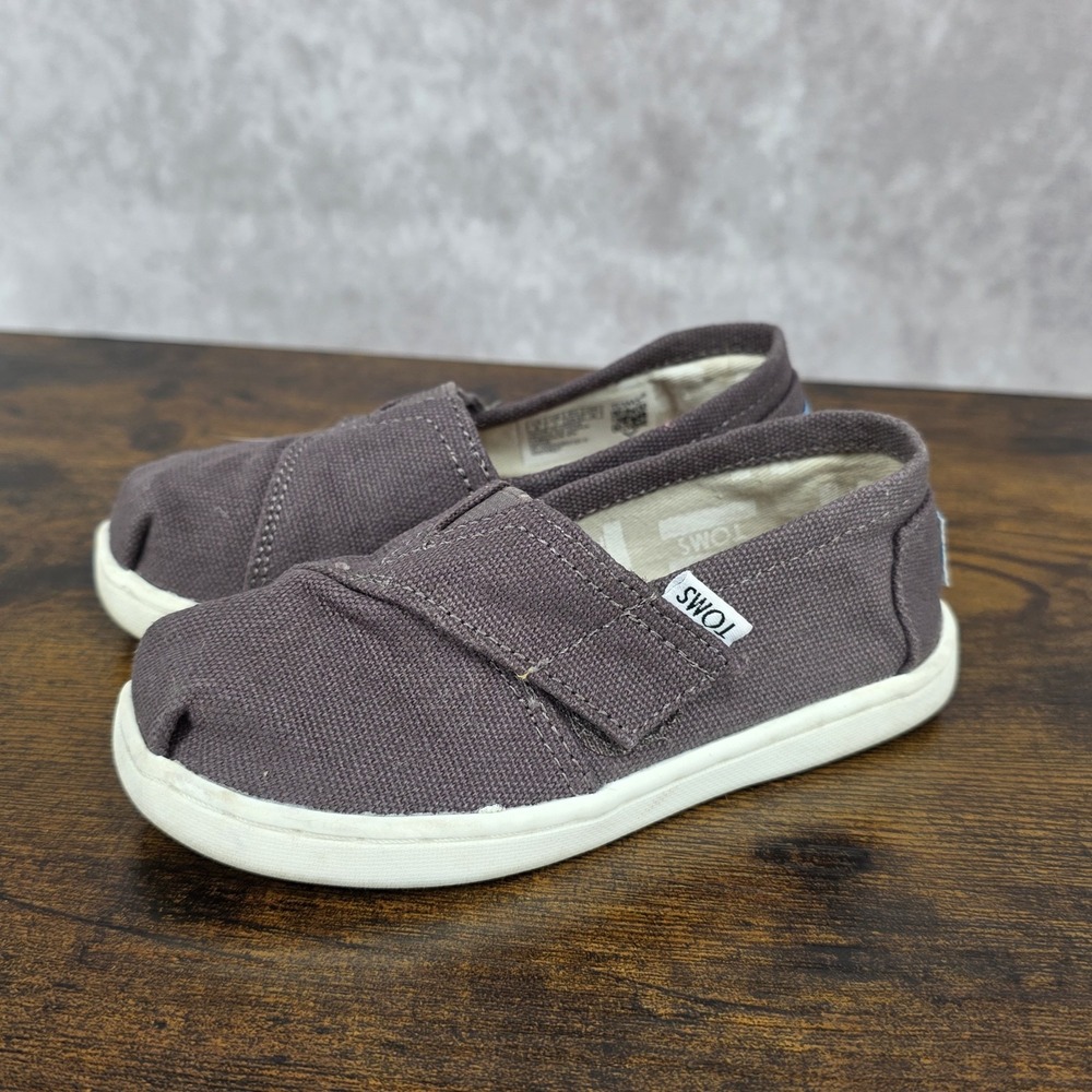 TOMS Classic Alpargata Slip On Toddler Shoes Size 8 Brown